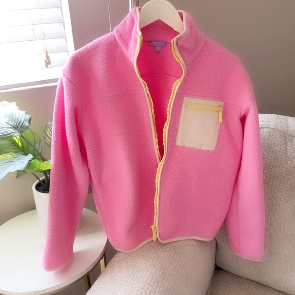 Florence by Mills Pink Fleece Jacket with Cream Accents cloud - Picture 3 of 7